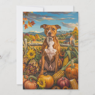 American Staffordshire Autumn Harvest Thanksgiving Holiday Card