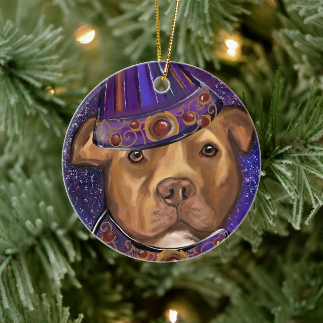 AMERICAN STAFFORDSHIRE   CERAMIC ORNAMENT (Tree)