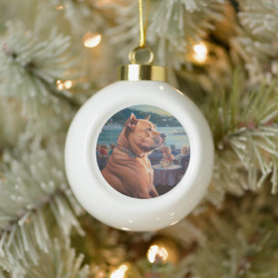 American Staffordshire Christmas Cruise: Pawsome Ceramic Ball Christmas Ornament