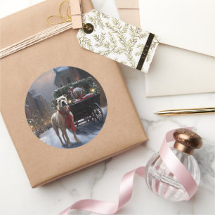 American Staffordshire Christmas Festive Season Classic Round Sticker