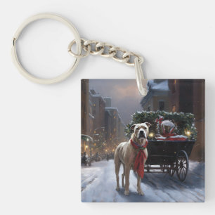 American Staffordshire Christmas Festive Season Key Ring