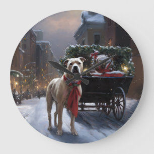 American Staffordshire Christmas Festive Season Large Clock