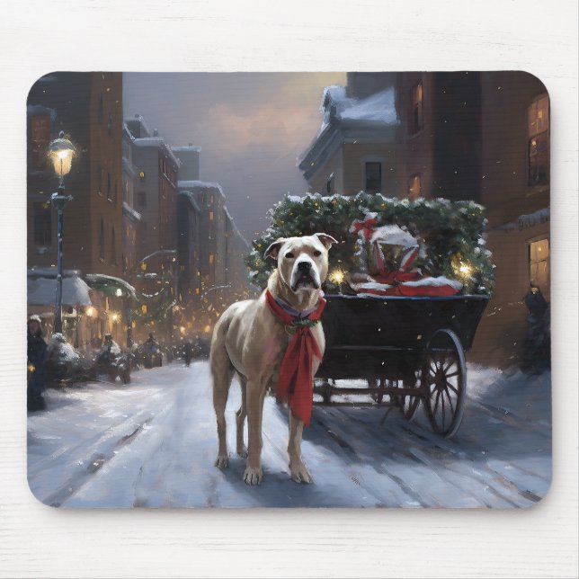 American Staffordshire Christmas Festive Season Mouse Pad (Front)