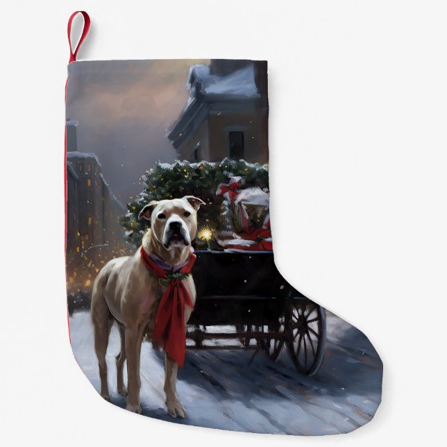 American Staffordshire Christmas Festive Season Small Christmas Stocking (Front)