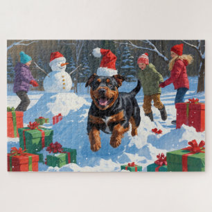 American Staffordshire Christmas Festive Snow  Jigsaw Puzzle