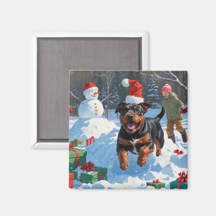 American Staffordshire Christmas Festive Snow Magnet