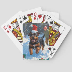 American Staffordshire Christmas Festive Snow Playing Cards
