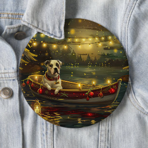 American Staffordshire Christmas Festive Voyage 6 Cm Round Badge