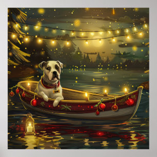 American Staffordshire Christmas Festive Voyage Poster