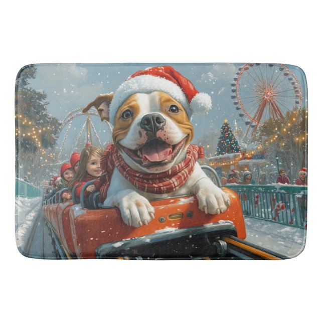 American Staffordshire Dog Christmas Bath Mat (Front)
