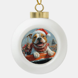 American Staffordshire Dog Christmas Ceramic Ball Christmas Ornament