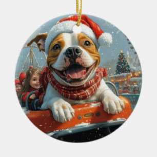 American Staffordshire Dog Christmas Ceramic Ornament