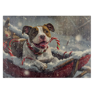 American Staffordshire Dog Christmas Festive  Cutting Board
