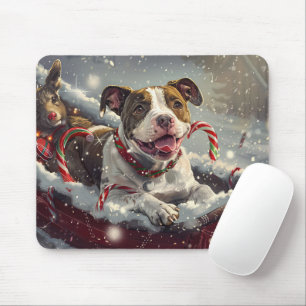 American Staffordshire Dog Christmas Festive  Mouse Pad