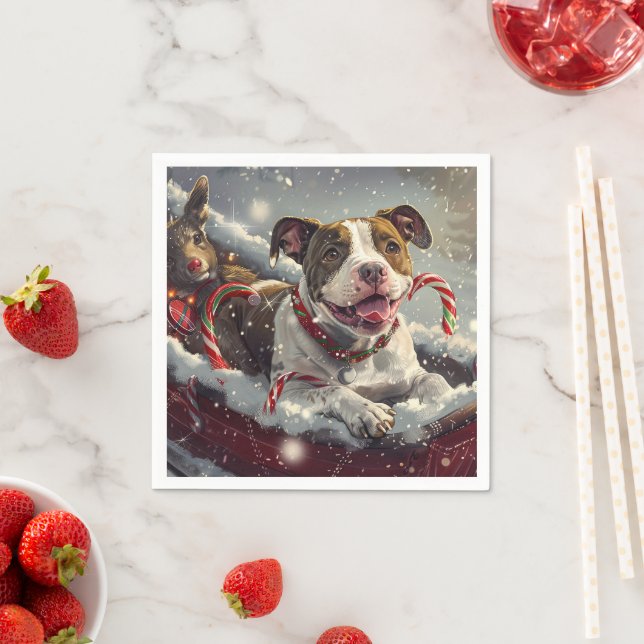 American Staffordshire Dog Christmas Festive  Napkin (Insitu)