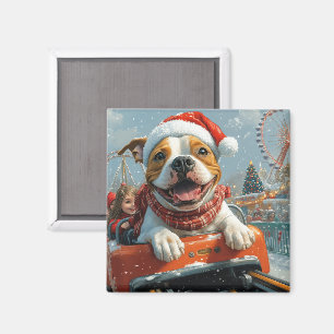 American Staffordshire Dog Christmas Magnet