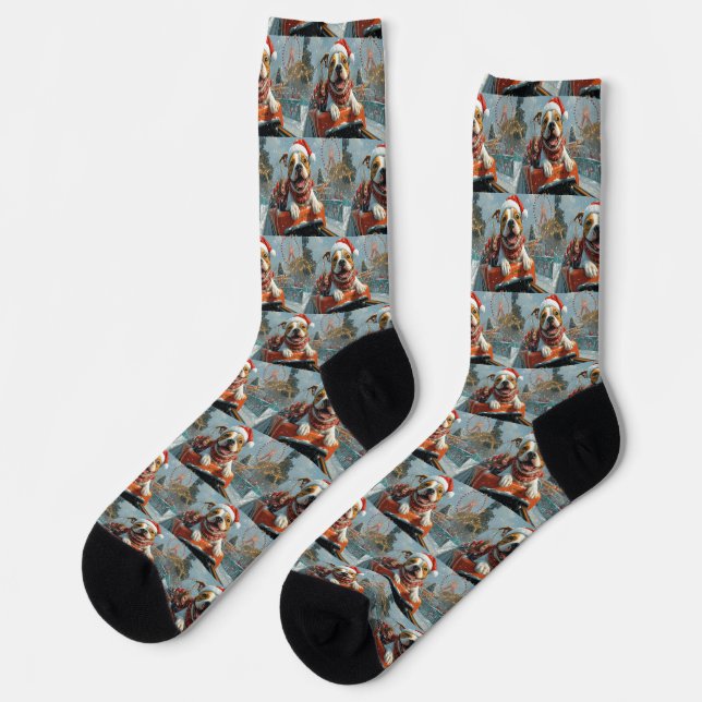 American Staffordshire Dog Christmas Socks (Left)