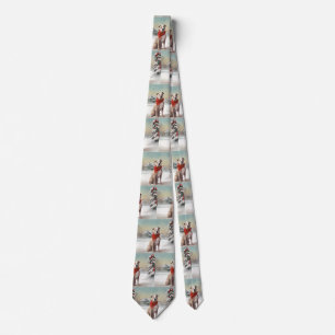 American Staffordshire Dog in Snow Christmas Tie