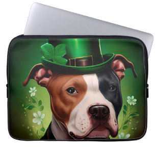 American Staffordshire dog in St. Patrick's Day Laptop Sleeve
