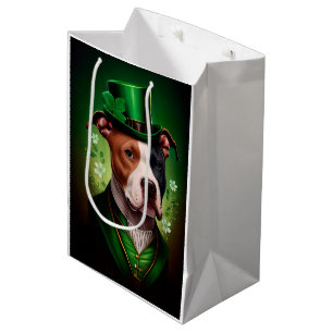 American Staffordshire dog in St. Patrick's Day Medium Gift Bag