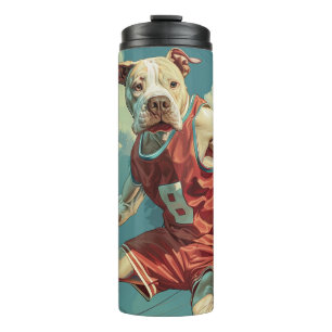 American Staffordshire Dog Playing Basketball Thermal Tumbler