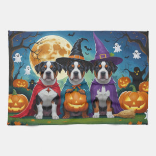 American Staffordshire Dog Pumpkin Halloween Funny Tea Towel