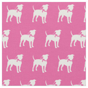 American Staffordshire Dog Silhouette Pink Fabric