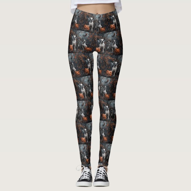 American Staffordshire Halloween Night Doggy  Leggings (Front)