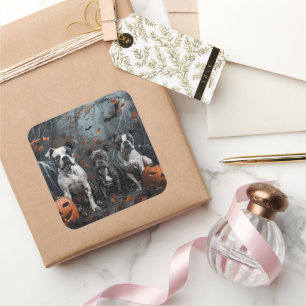 American Staffordshire Halloween Night Doggy  Square Sticker