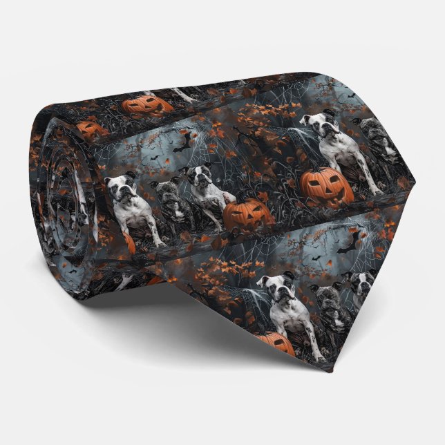 American Staffordshire Halloween Night Doggy  Tie (Rolled)