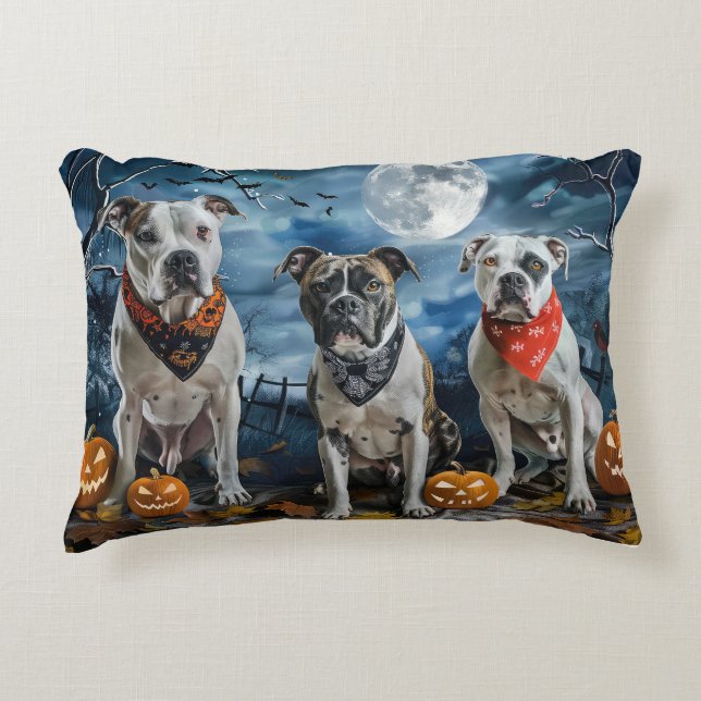 American Staffordshire Halloween Spooky  Decorative Cushion (Front)