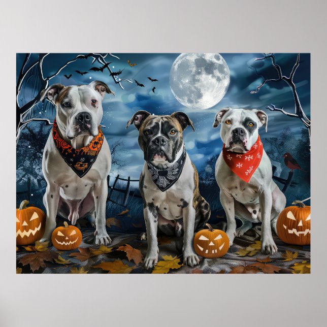 American Staffordshire Halloween Spooky  Poster (Front)