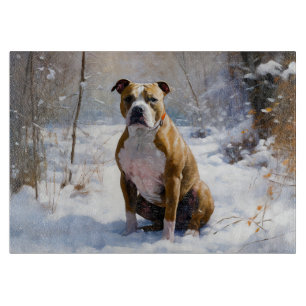 American Staffordshire Let It Snow Christmas  Cutting Board