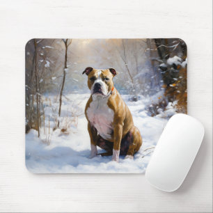 American Staffordshire Let It Snow Christmas Mouse Pad