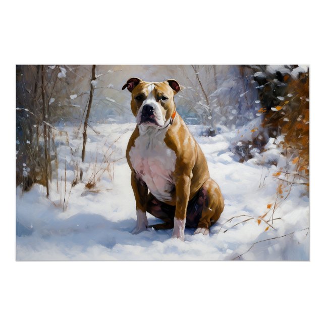 American Staffordshire Let It Snow Christmas  Poster (Front)