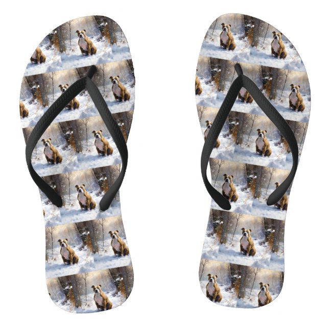 American Staffordshire Let It Snow Christmas  Thongs (Footbed)
