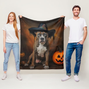 American Staffordshire Pumpkins Halloween Scary Fleece Blanket
