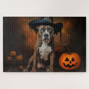 American Staffordshire Pumpkins Halloween Scary Jigsaw Puzzle
