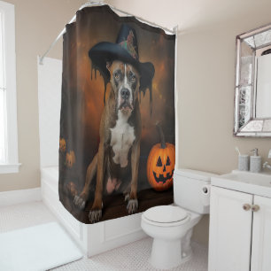 American Staffordshire Pumpkins Halloween Scary Shower Curtain