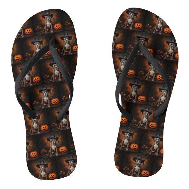 American Staffordshire Pumpkins Halloween Scary Thongs (Footbed)