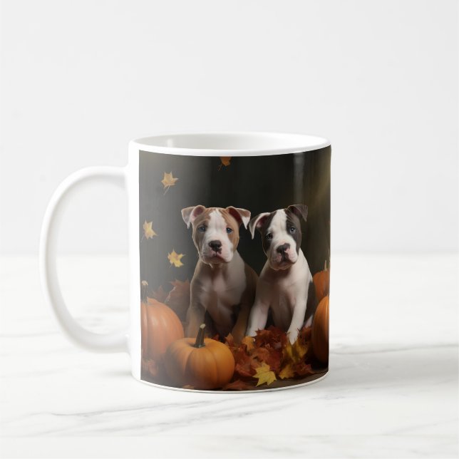 American Staffordshire Puppy Autumn Delight Coffee Mug (Left)