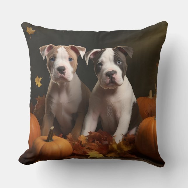 American Staffordshire Puppy Autumn Delight Cushion (Front)