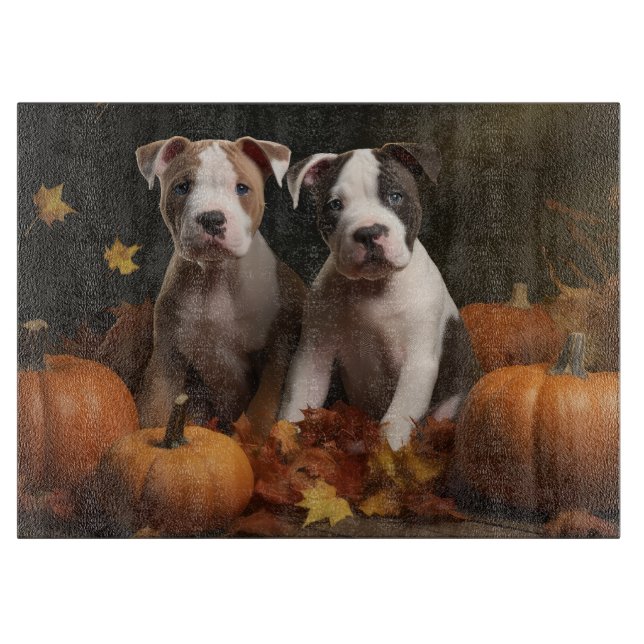 American Staffordshire Puppy Autumn Delight Cutting Board (Front)