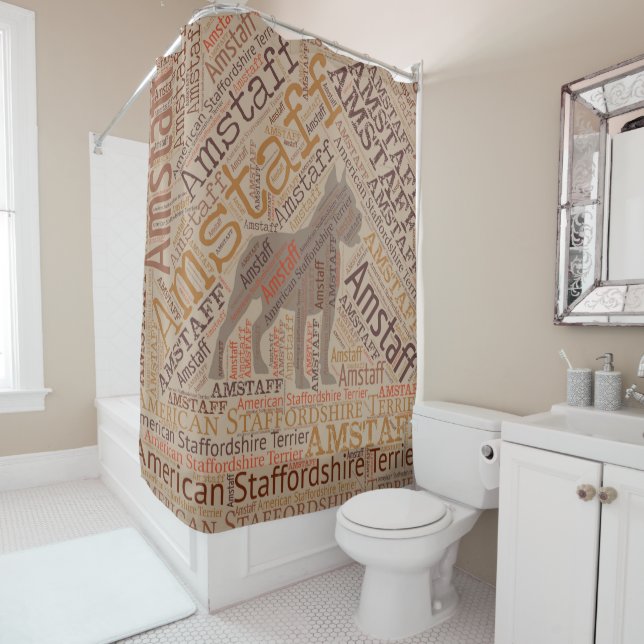 American Staffordshire Terrier - Amstaff Shower Curtain (In Situ)