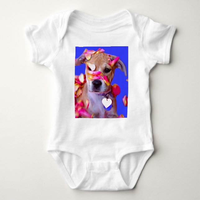 American Staffordshire Terrier Boxer Mix Puppy Dog Baby Bodysuit (Front)