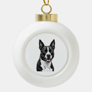 American Staffordshire Terrier Ceramic Ball Christmas Ornament
