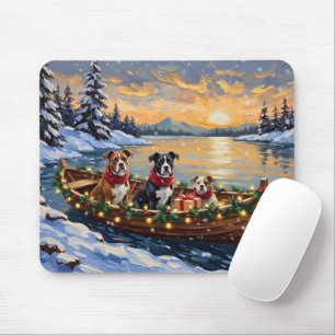 American Staffordshire Terrier Christmas Boat Mouse Pad