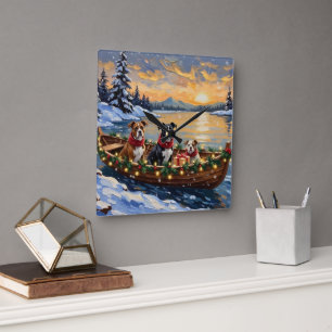 American Staffordshire Terrier Christmas Boat Square Wall Clock