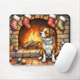 American Staffordshire Terrier Christmas Lights Mouse Pad