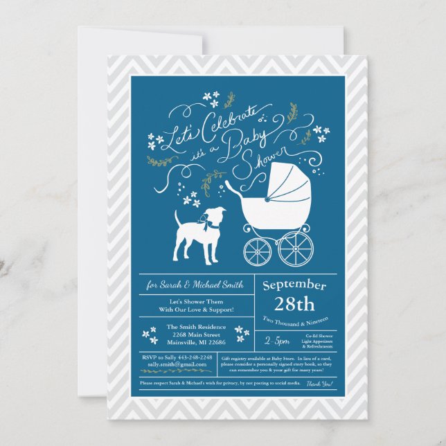 American Staffordshire Terrier Dog Baby Shower Invitation (Front)